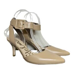 Sam Edelman "Okala" Nude Ankle-Strap Pointed Toe Heels, Size 5.5